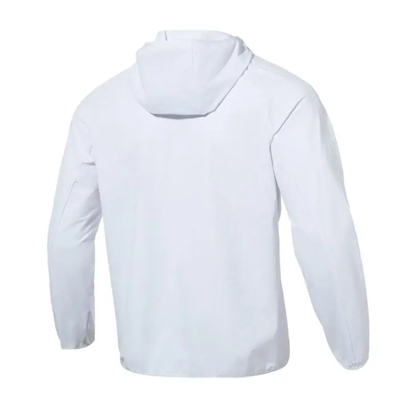 Giacca Antivento con Cappuccio e Zip con Logo Solido Giubbotti Unisex Bianco 24600410-100 M miniatura 2