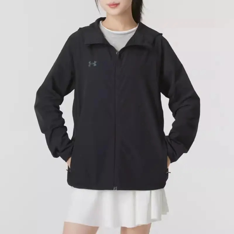 Giacca con cappuccio a maniche lunghe traspirante a tinta unita Giubbotti unisex Nero 24600410-001 2XL miniatura 2