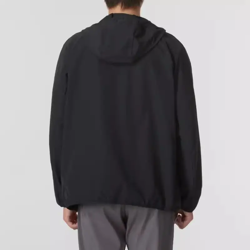 Giacca con cappuccio a maniche lunghe traspirante a tinta unita Giubbotti unisex Nero 24600410-001 2XL miniatura 3