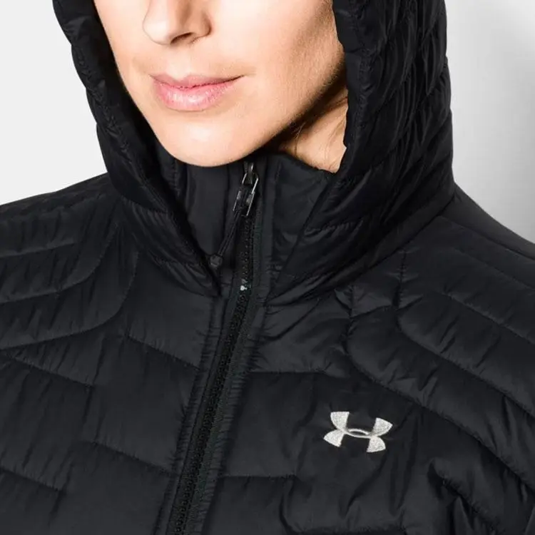 Giacca di Cotone Impermeabile con Cappuccio e Zip con Stampa Logo Under Armour Reactor Giacche da Donna Nero 1280892-001 L miniatura 5