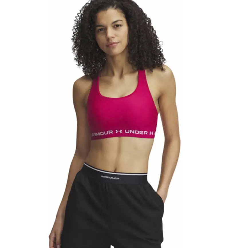 HeatGear® Crossback W - reggiseno sportivo medio sostegno - donna Dark Pink