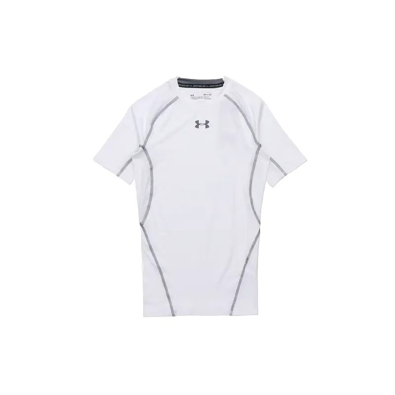 Maglietta a Maniche Corte a Compressione Sportiva da Allenamento Under Armour Uomo Top Bianco 1257468-100 XL