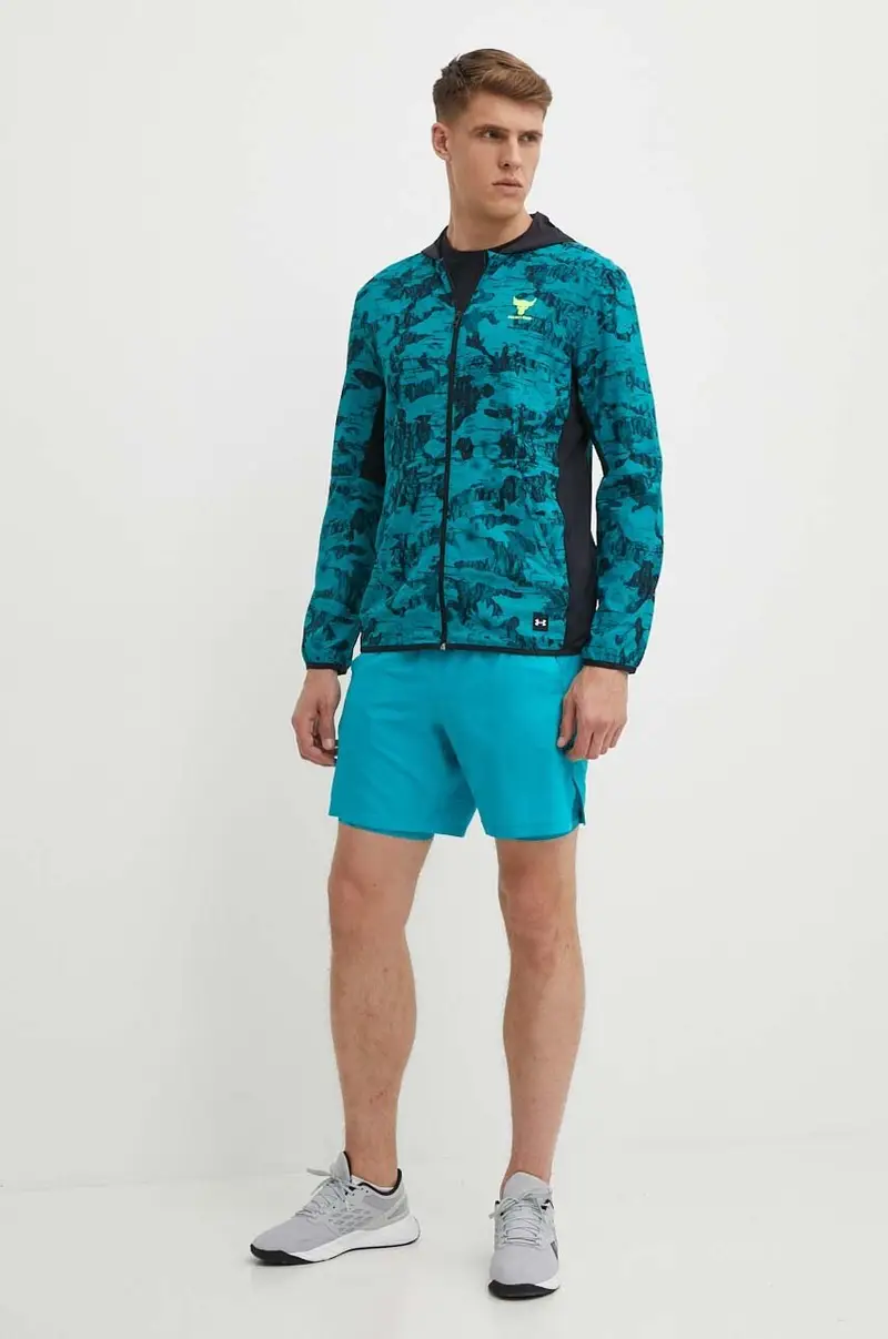 maglietta da trekking Project Rock colore verde con cappuccio Turchese miniatura 2