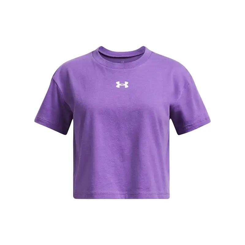 Maglietta ragazza Under Armour Crop Logo Blanc