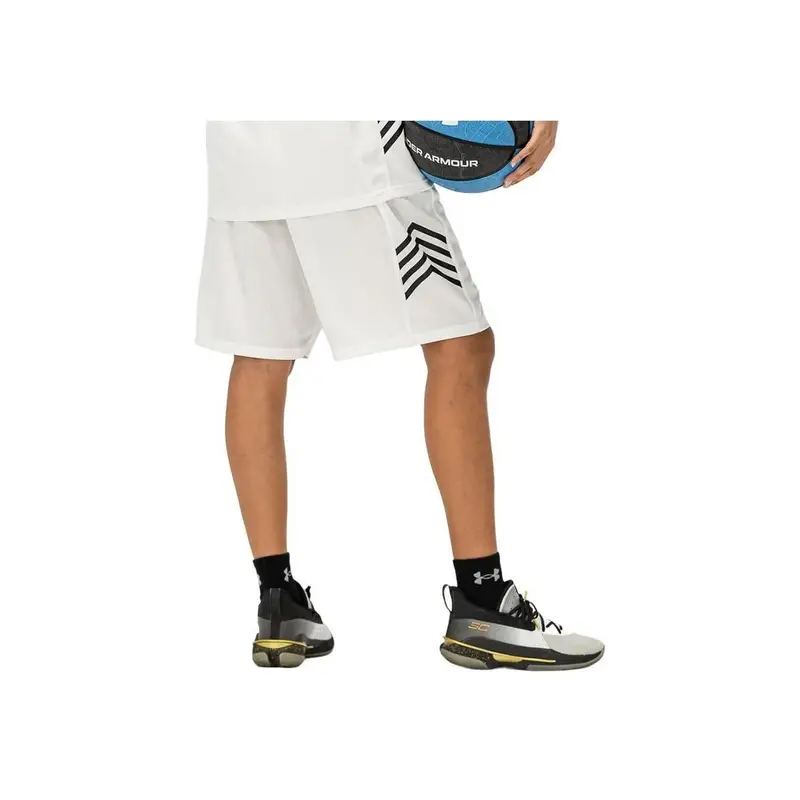 Pantaloncini Casual in Maglia da Allenamento da Basket Under Armour Unisex Bianco 21500204-100 XXXL miniatura 3