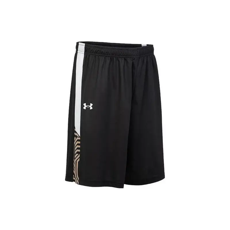 Pantaloncini da uomo Under Armour con logo stampato a vita media, tinta unita, traspiranti e ad asciugatura rapida per corsa, fitness e allenamento, neri 23500201-100 XXXL