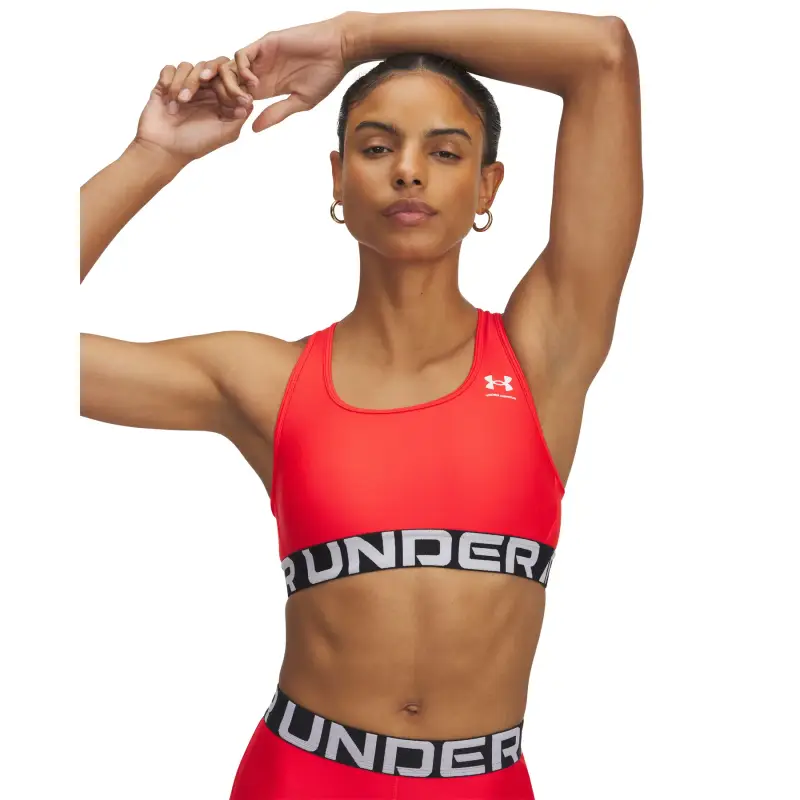 Reggiseno sportivo Under Armour HeatGear Mid Branded Rouge