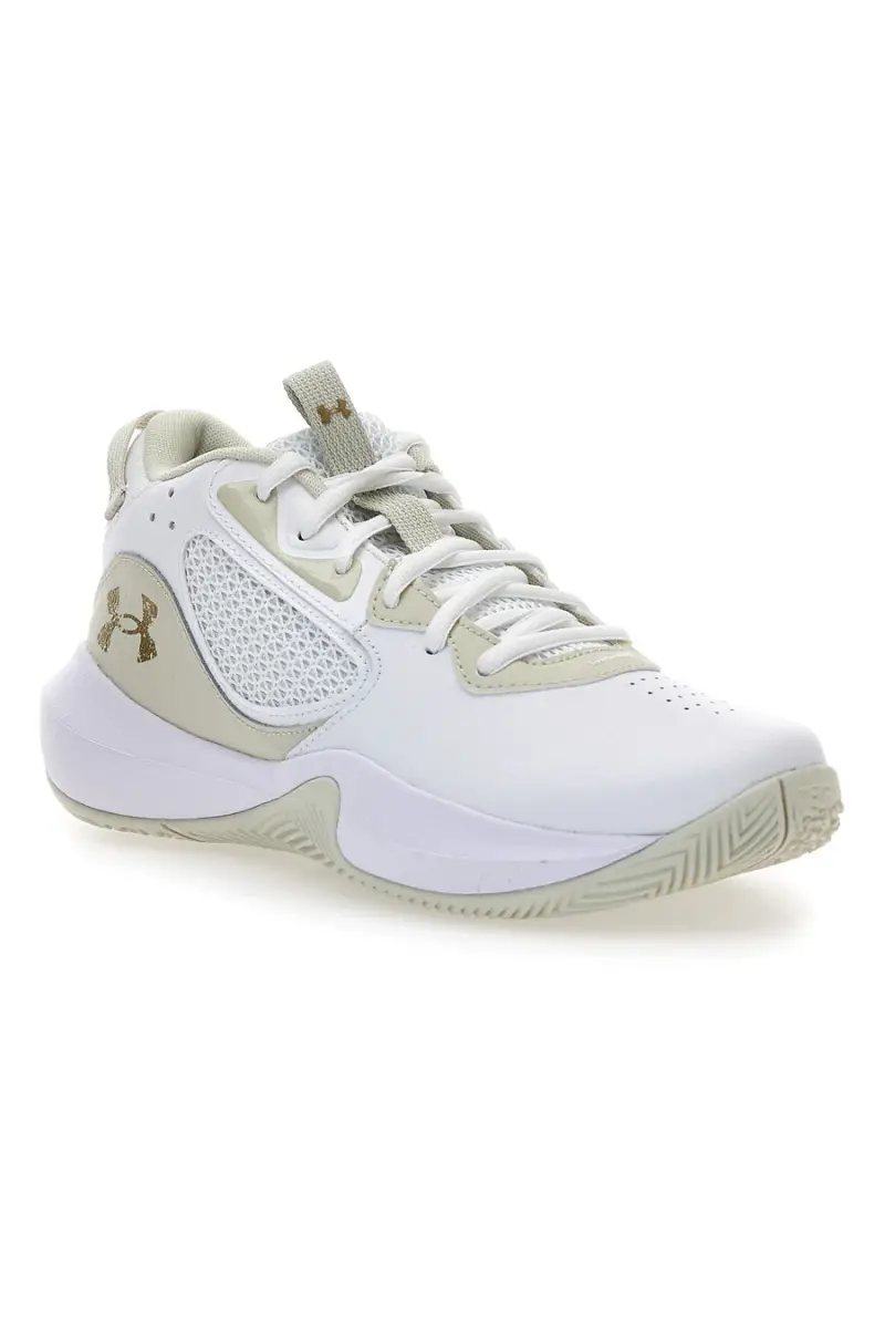 Scarpe basket bianche con inserti beige e suola ammortizzata Under Armour Lockdown 6 [BIANCO] miniatura 2