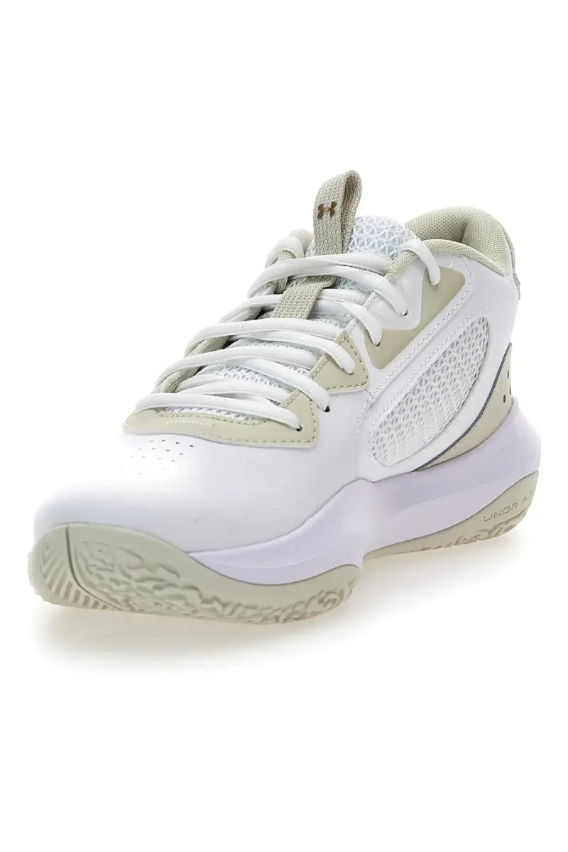 Scarpe basket bianche con inserti beige e suola ammortizzata Under Armour Lockdown 6 [BIANCO] miniatura 3