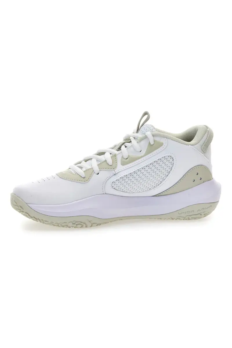 Scarpe basket bianche con inserti beige e suola ammortizzata Under Armour Lockdown 6 [BIANCO] miniatura 4