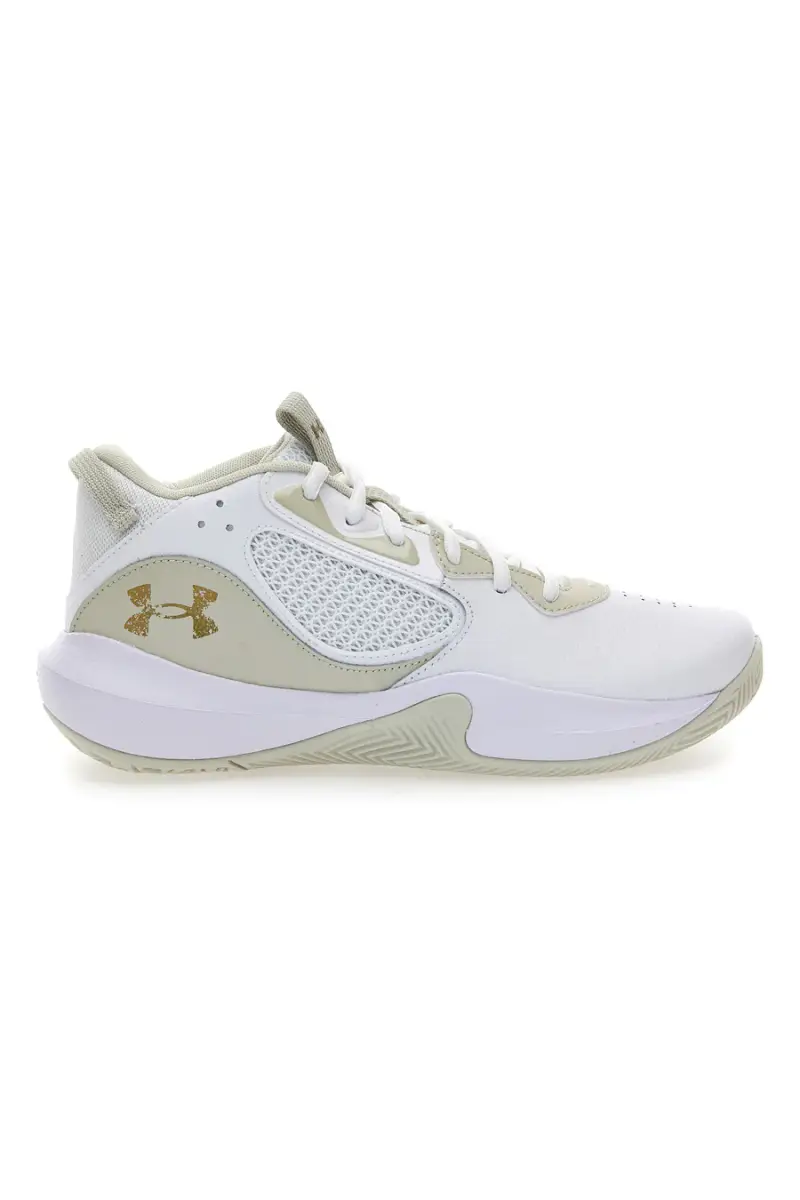 Scarpe basket bianche con inserti beige e suola ammortizzata Under Armour Lockdown 6 [BIANCO]
