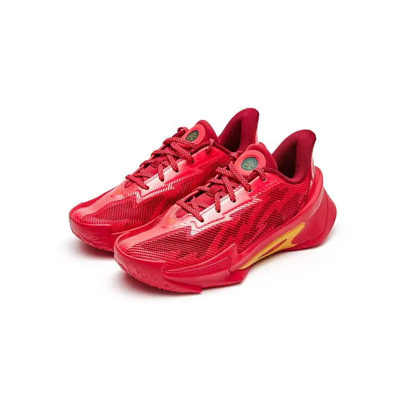Scarpe da Basket Bambino Under Armour Curry Series 7 Comode Basse Unisex Sneakers Rosso Giallo 6013297-600 39 miniatura 5