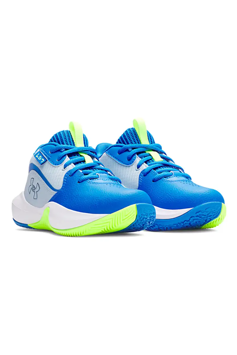 Scarpe da basket blu con dettagli lime Under Armour PS Lockdown 7 [BLUE] miniatura 2