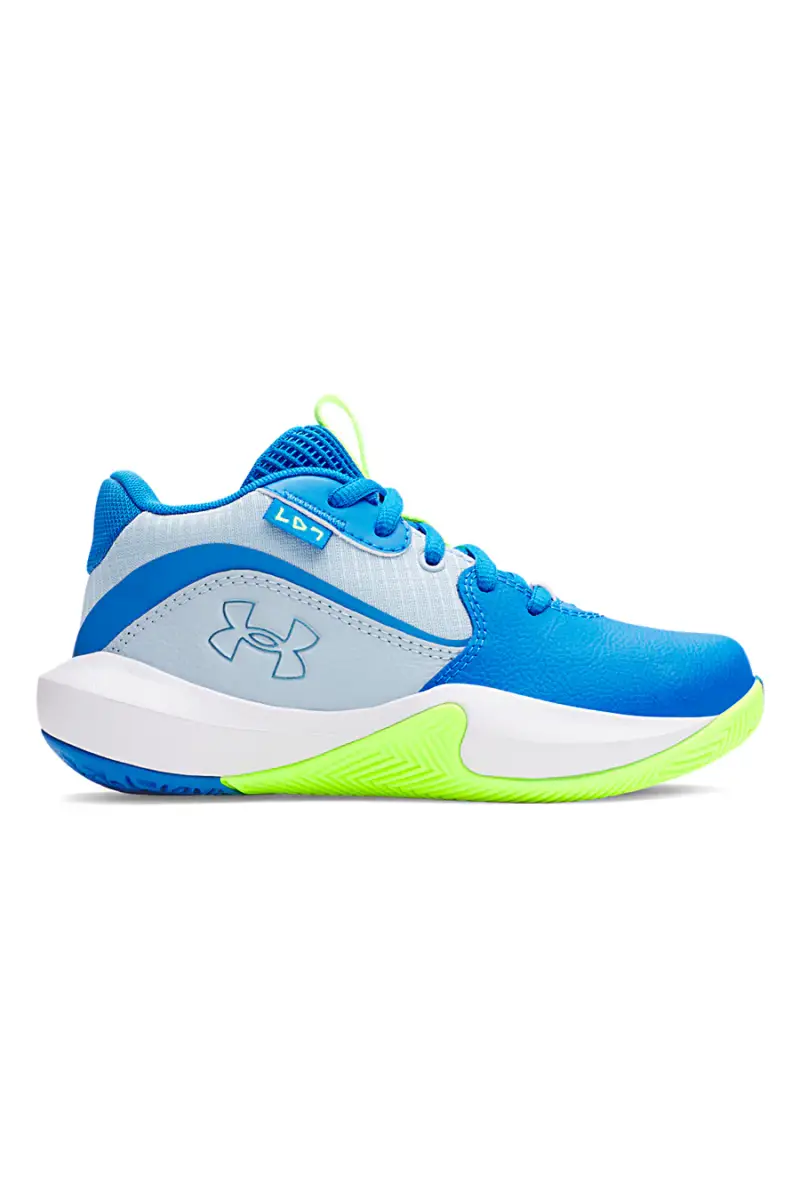 Scarpe da basket blu con dettagli lime Under Armour PS Lockdown 7 [BLUE]