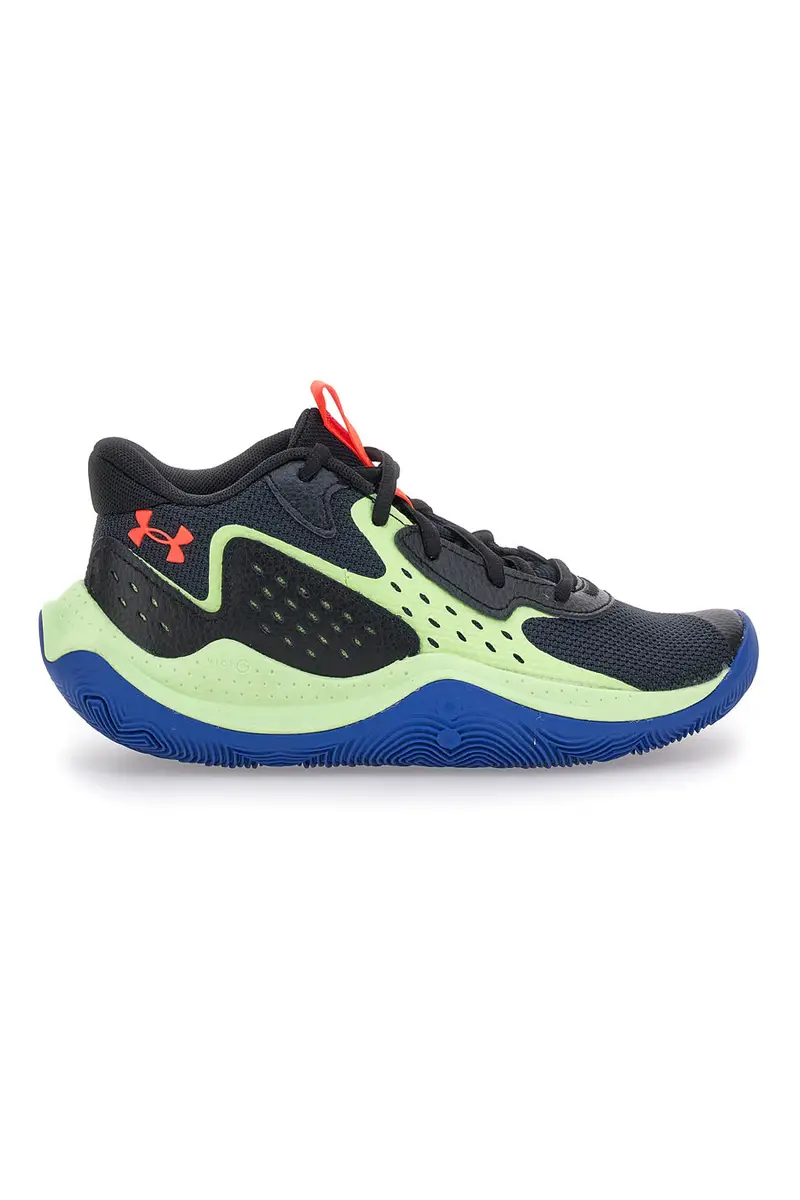Scarpe da basket nere con dettagli lime e suola blu Under Armour GS Jet '23 [NERO]