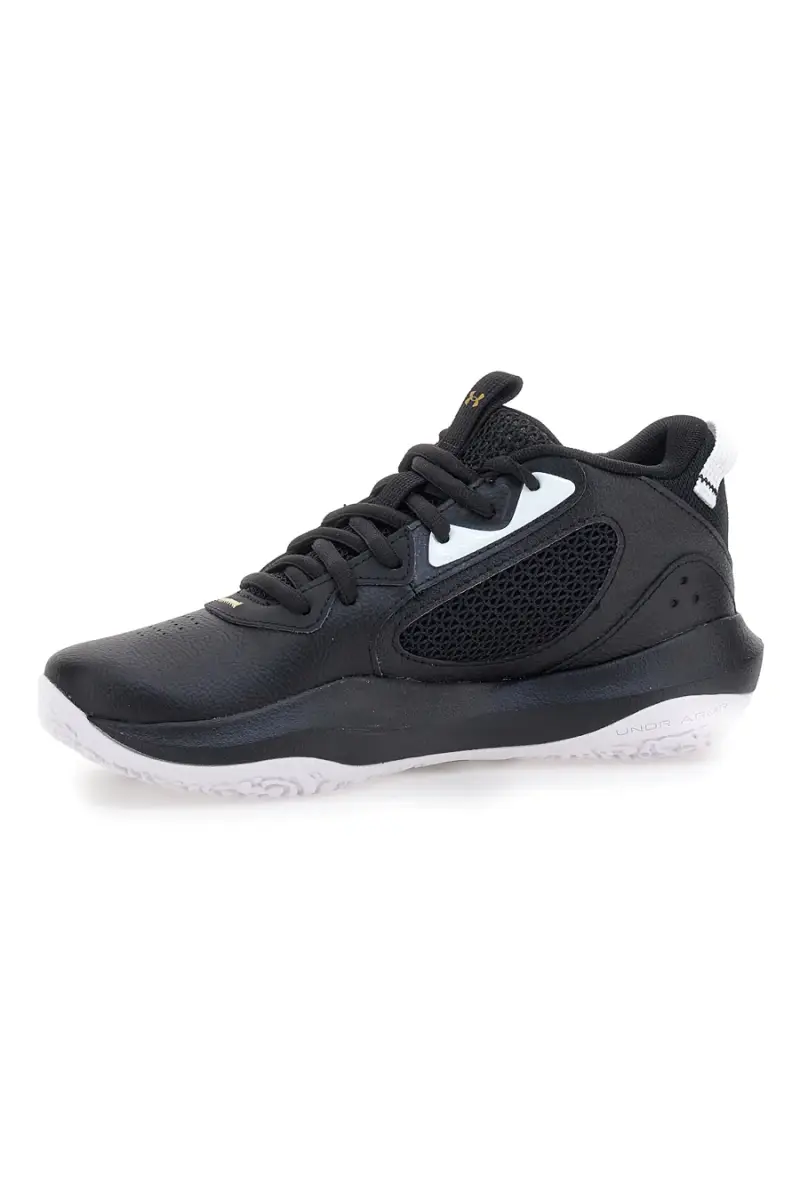 Scarpe da basket nere con suola grafica Under Armour GS Lockdown 6 [NERO] miniatura 4