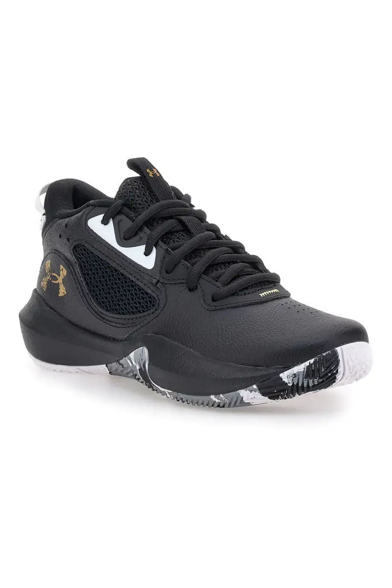 Scarpe da basket nere con suola grafica Under Armour GS Lockdown 6 [NERO] miniatura 2