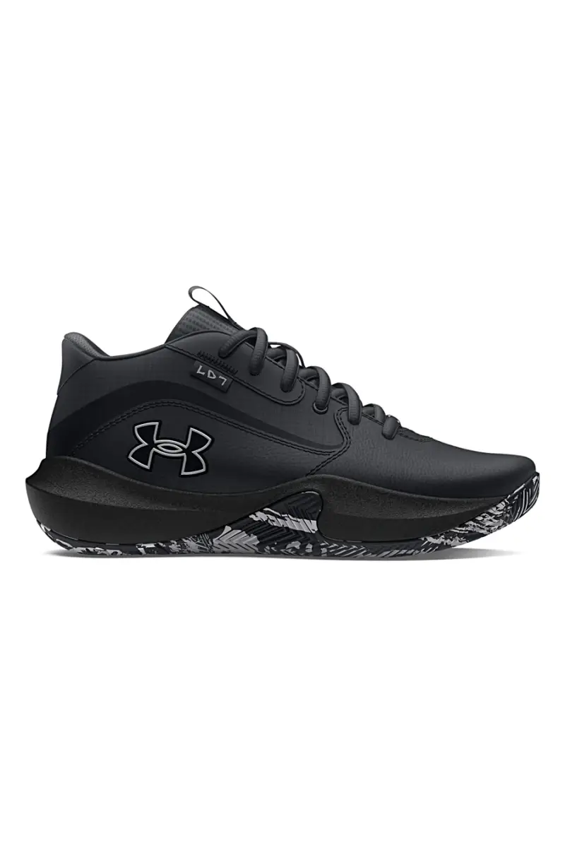 Scarpe da basket nere con suola grafica Under Armour GS Lockdown 7 [NERO]