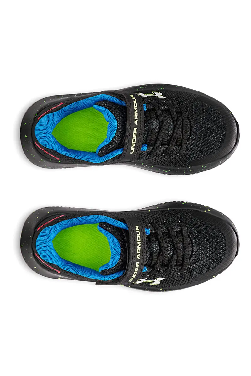 Scarpe da corsa nere con dettagli fluo Under armour UA BPS Surge 4 AC [NERO] miniatura 3