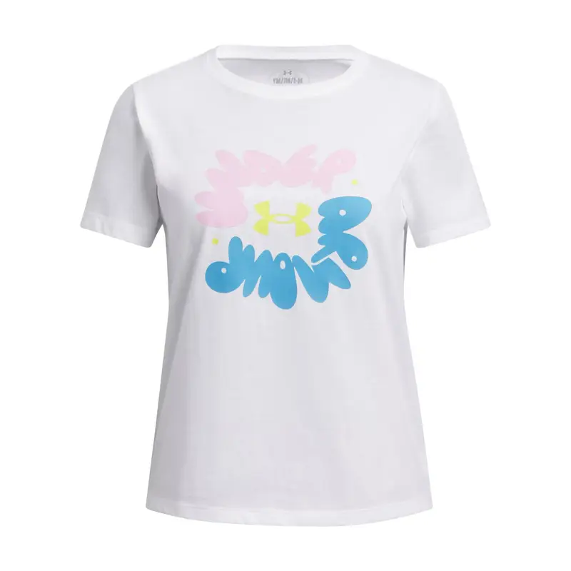 T-shirt per bambini Under Armour Bubble Wordmark Blanc