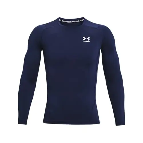 Under Armour Ua Hg Armour Comp Ls Maglietta a maniche lunghe, Blu (Midnight Navy/White), XL Uomo