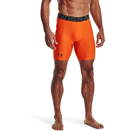 Under Armour UA HG Armour, Pantaloncini Corti da Corsa, da Uomo, Traspiranti, Team Orange (800)/Black, XL
