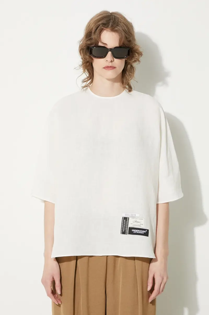 camicetta lniana Blouse colore beige UC1D1402.2