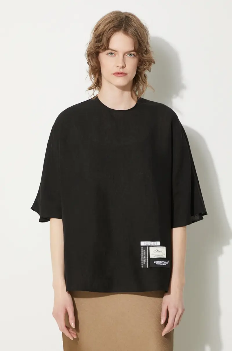 camicetta lniana Blouse colore nero UC1D1402.2