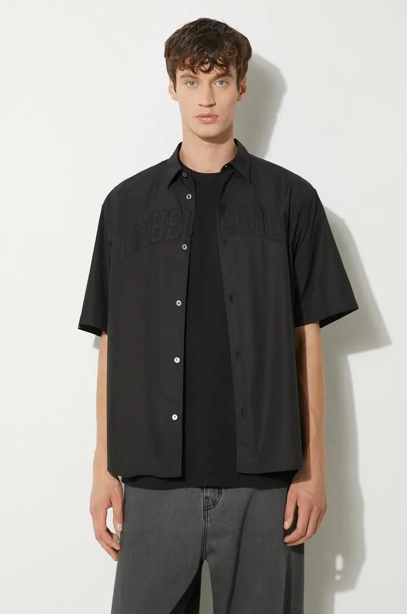 camicia in cotone Shirt uomo colore nero UC1D9405