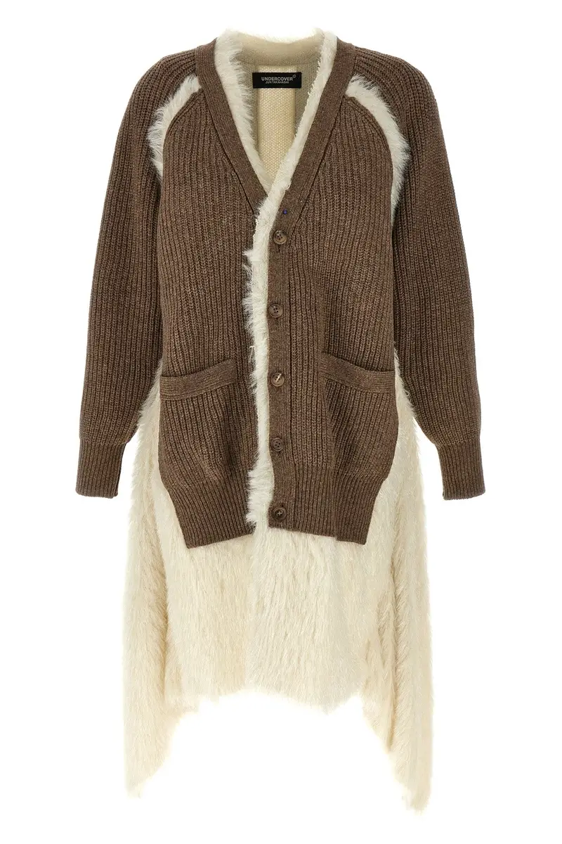 Cardigan Bimateriale Marrone