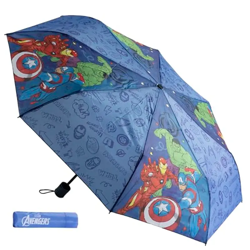 Undercover - ombrello pieghevole Marvel Avengers - ombrello tascabile con copertura protettiva - diametro 94 cm - leggero e ideale per le mani dei bambini