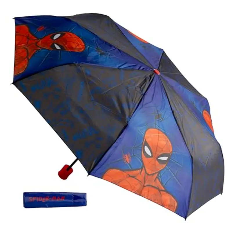 Undercover - ombrello pieghevole Marvel Spider Man - ombrello tascabile con copertura protettiva - diametro 94 cm - leggero e ideale per le mani dei bambini