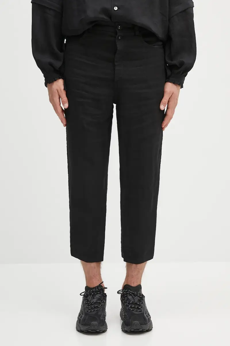 pantaloni in lino Pants uomo colore nero UC1E4501-3