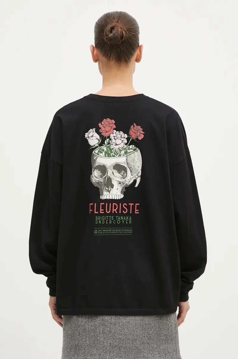 top a maniche lunghe in cotone C/colore nero UC2D1892.1