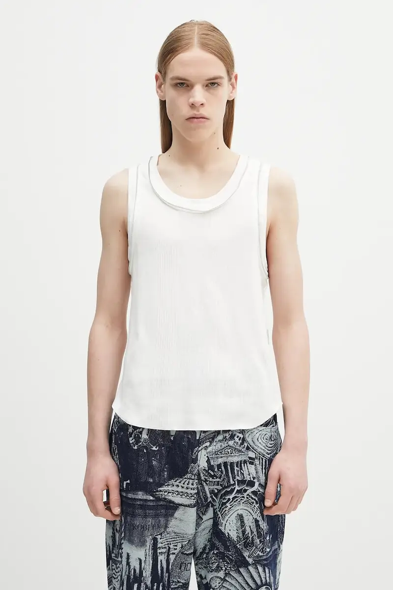 top in cotone C/S colore bianco UC1E4803.1