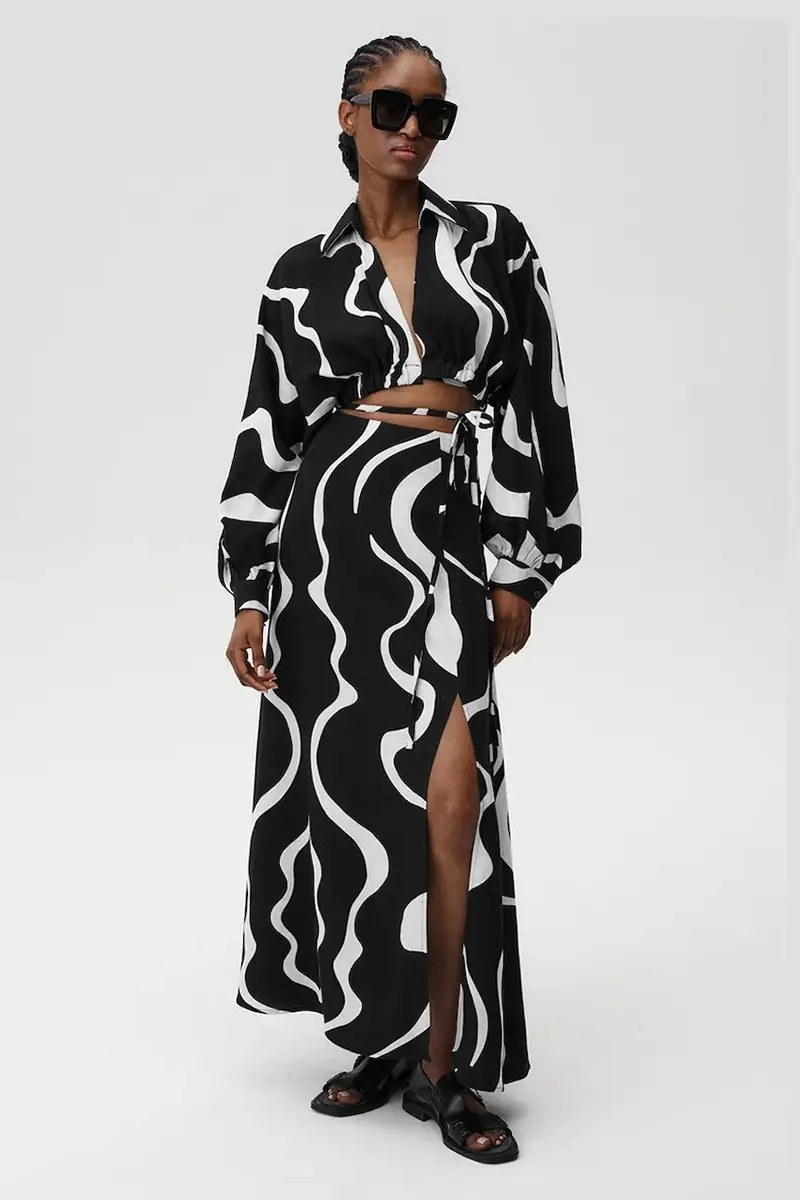 gonna con aggiunta di lino Athena Skirt 904 Multicolore