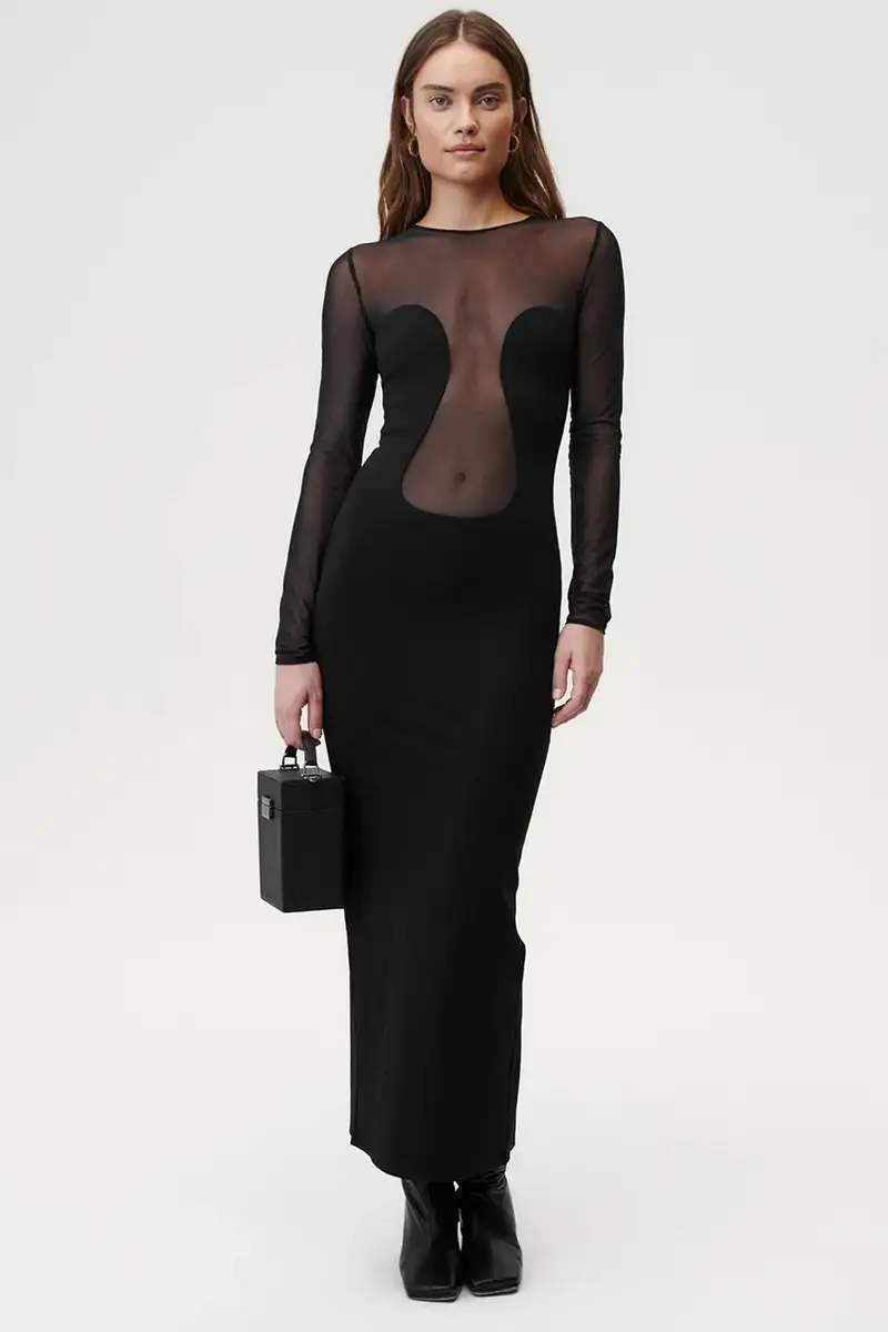 vestito Sleek Silhouette Dress colore nero 731 miniatura 4