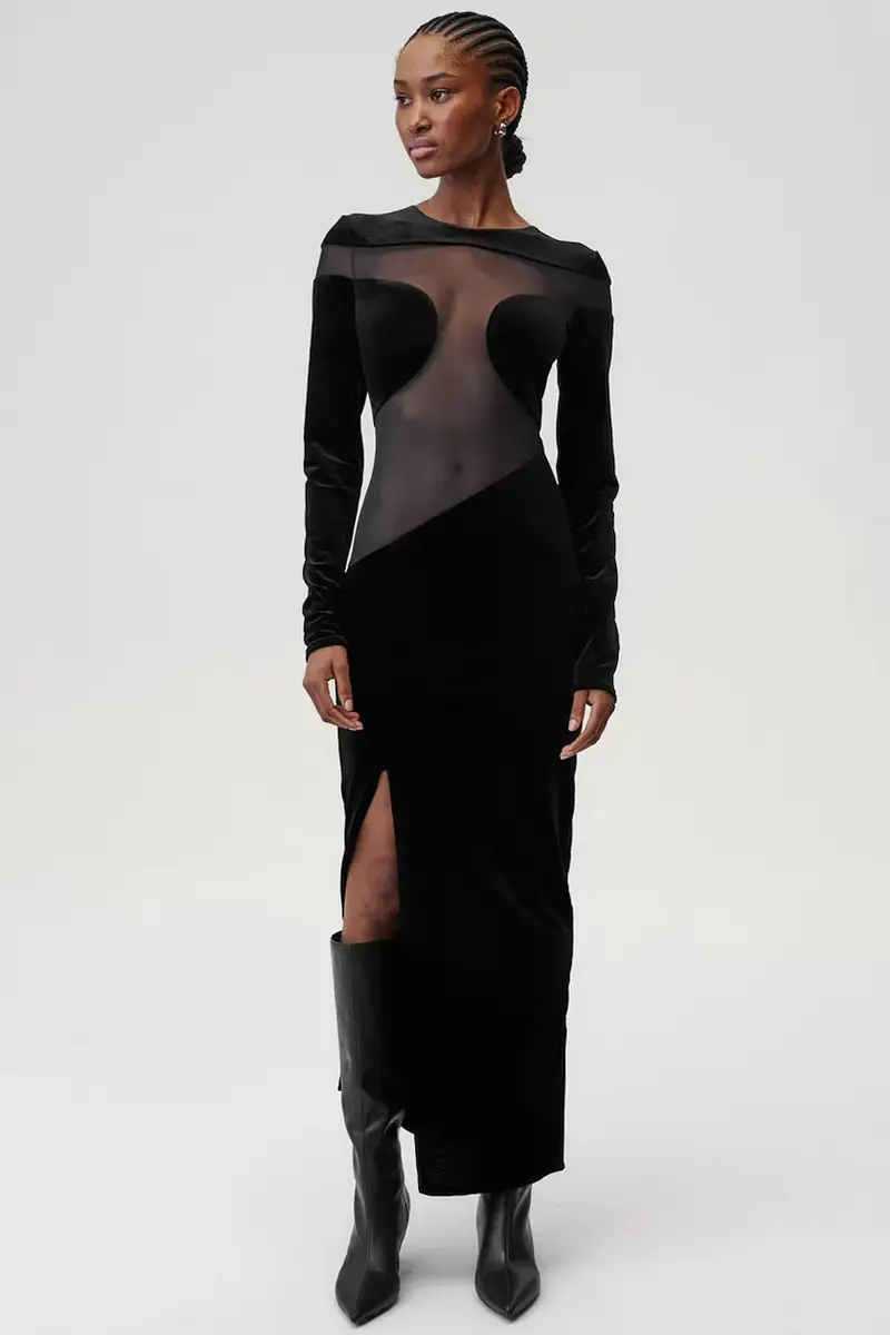 vestito Velvet Sky Dress colore nero 732 miniatura 2