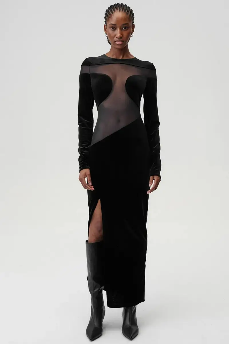 vestito Velvet Sky Dress colore nero 732 miniatura 4