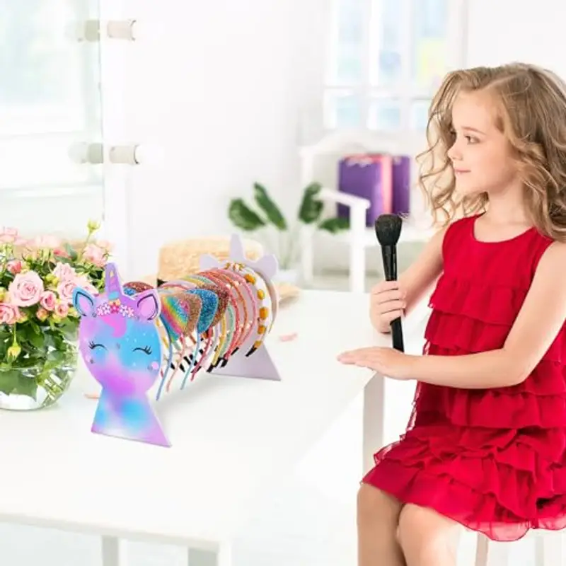 Unicorn Castle Staccabile Headband Headband Holder Hairband Gioielli Bracciale Display Rack miniatura 3