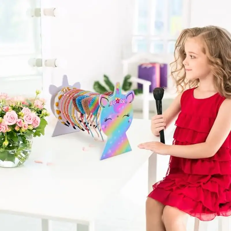 Unicorn Castle Staccabile Headband Headband Holder Hairband Gioielli Bracciale Display Rack miniatura 3