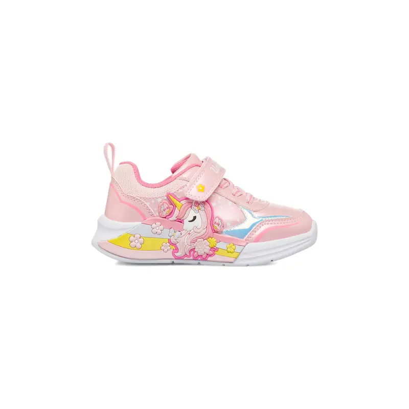 Sneakers rosa da bambina con luci e stampa cartoon Unicorno