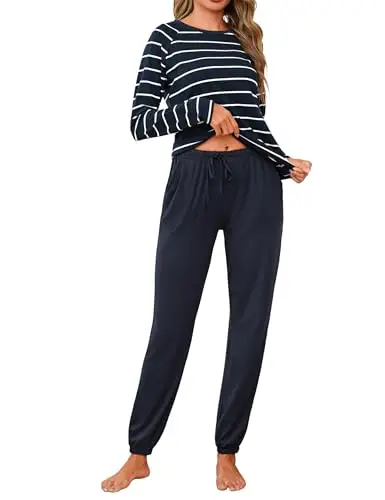 Uniexcosm Pigiama da Donna Girocollo in Cotone Taglie Forti Pigiama in Due Pezzi a Maniche Lunghe Stampato Pigiama miniatura 2