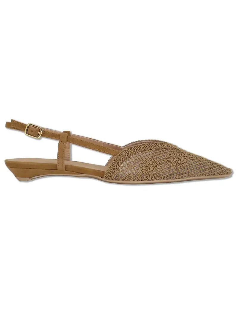 Decollete slingback in tessuto taupe con tacco basso Donna COTIS KS MISTRAL