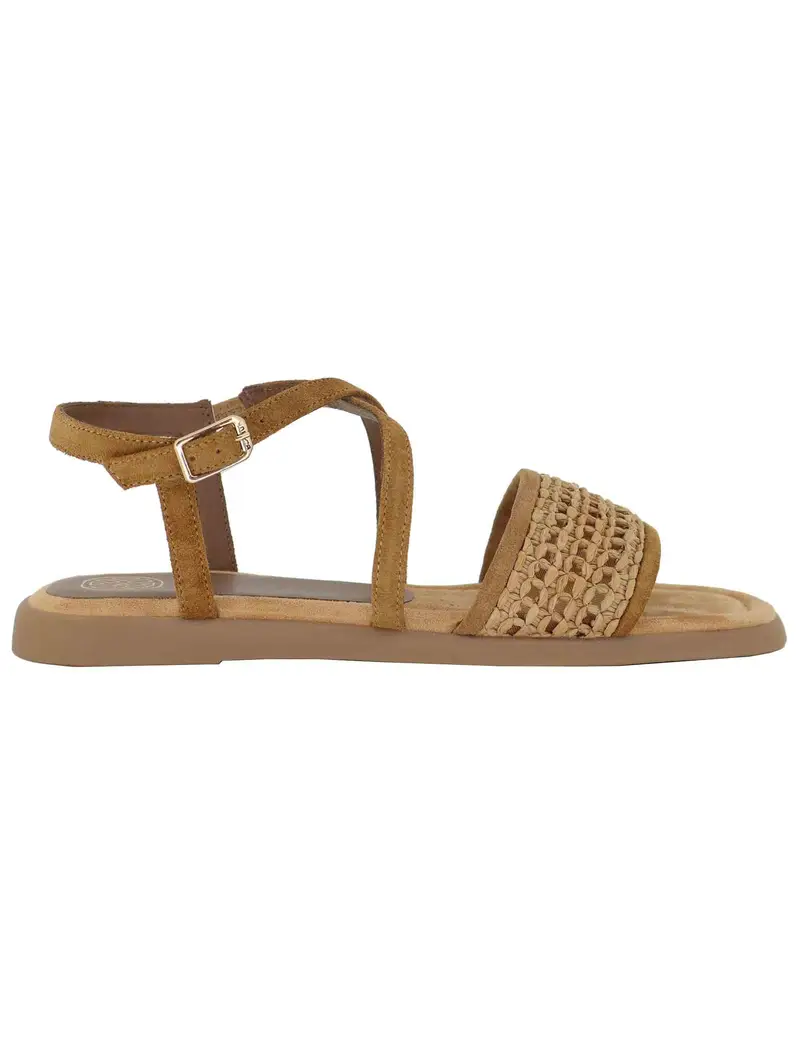 Sandali flat donna in camoscio cuoio con cinturino Donna CHEVAL RFC_CUOI/CANNE