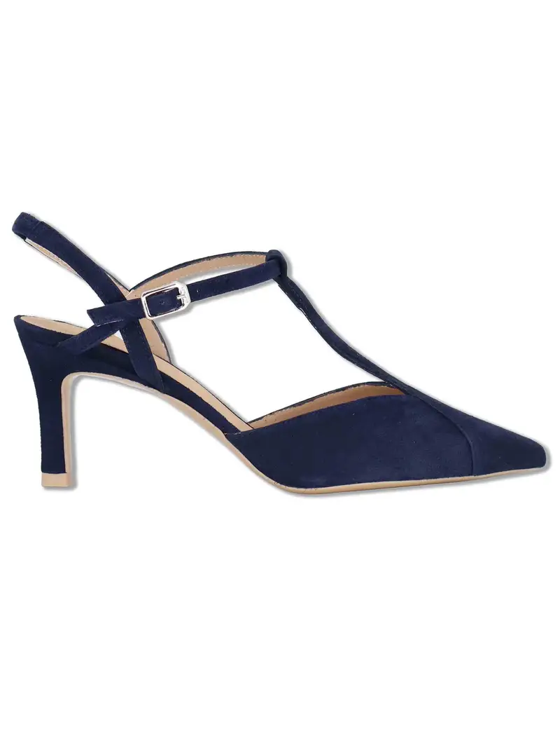 Slingback in camoscio blu con tacco alto Donna LETON KS OCEAN