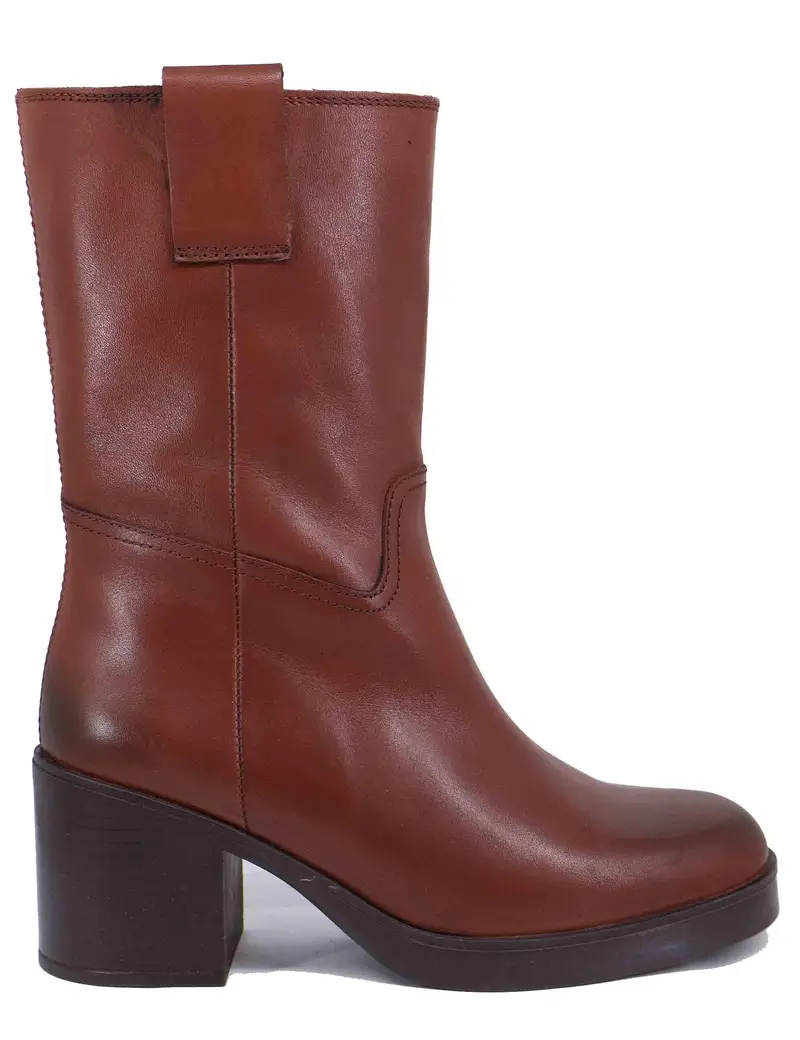 Stivaletti donna in pelle cuoio con tacco alto Donna JULEN BNA CUOIO