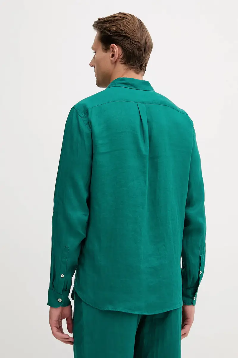 camicia di lino colore blu 5BKU5QJG8 Turchese miniatura 3