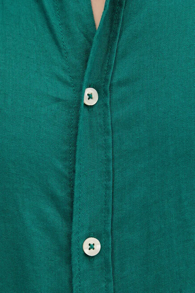 camicia di lino colore blu 5BKU5QJG8 Turchese miniatura 5