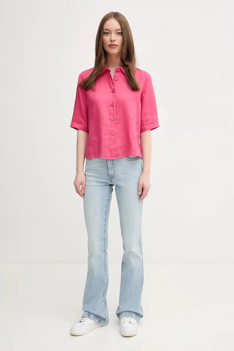 camicia di lino colore marrone Rosa miniatura 2